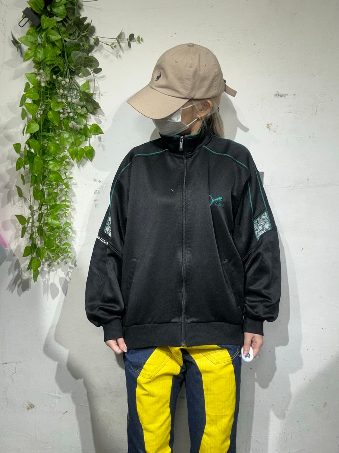 푸마 블랙 그린 로고 트랙탑 져지 상품이미지2