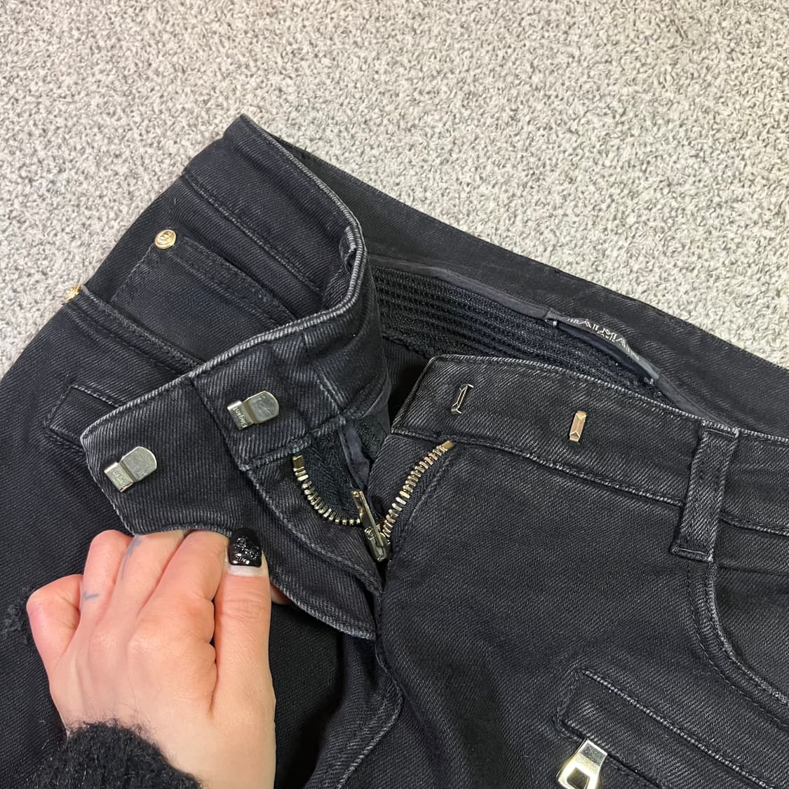 발망 슬림 데님 바이커 팬츠 상품이미지4