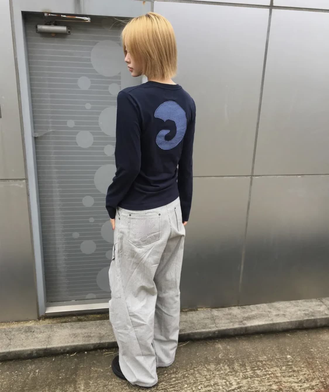 탄산마그네슘 혼 아플리케 롱슬리브 (네이비) 상품이미지1