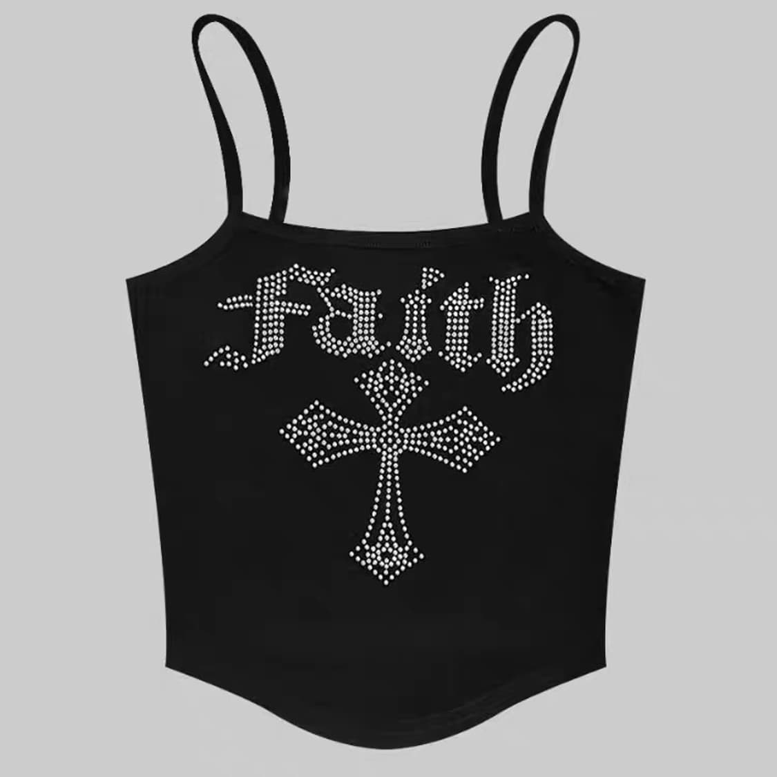 Faith 브이컷 크로스 큐빅 크롭 나시탑 빈티지 오네갸루 상품이미지2