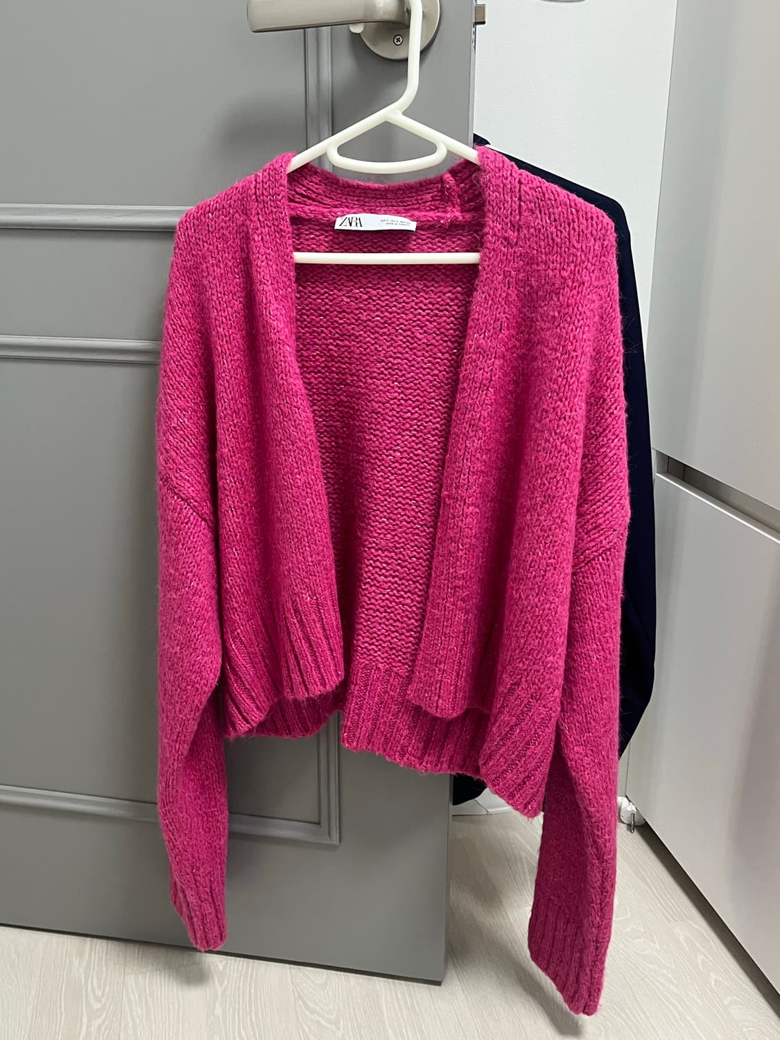 자라 니트 크롭 가디건 핑크 상품이미지2