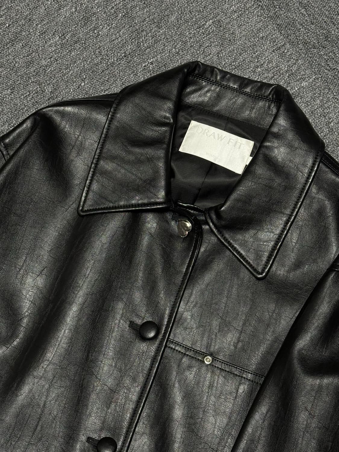 드로우핏우먼 버튼 레더 하프 자켓 [BLACK] S 상품이미지4