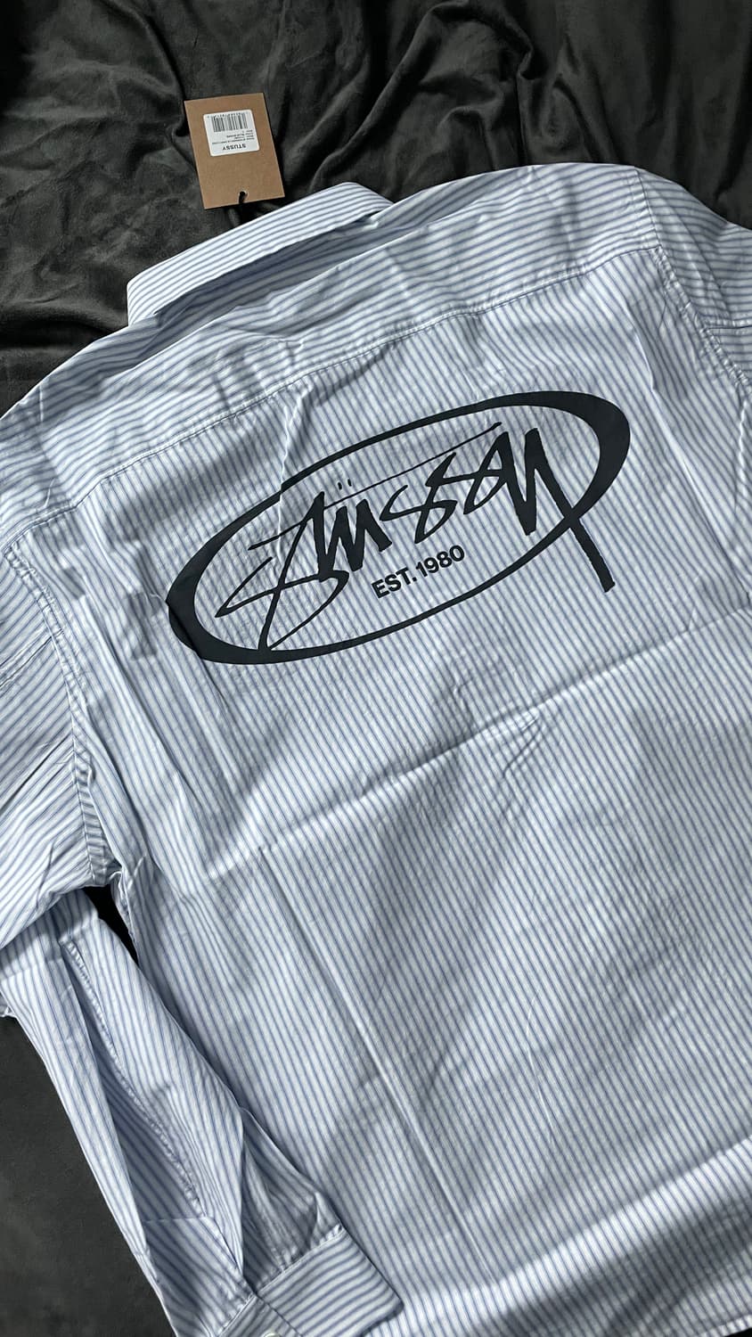 스투시 블루 스트라이프 셔츠 택포 새상품 L 상품이미지2
