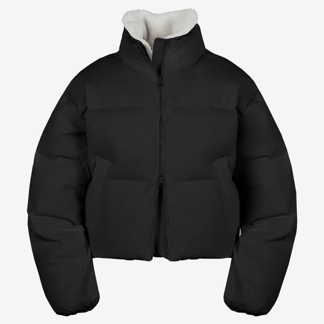 코드그라피 넥워머 크롭 에센셜 패딩_블랙 상품이미지3