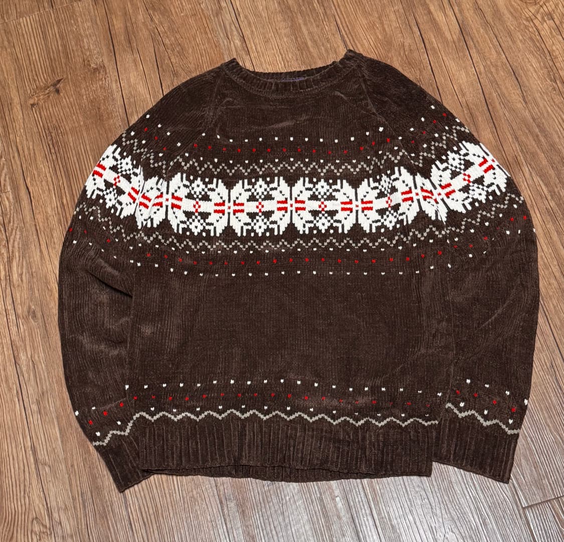 네이리스 브라운 벨벳 오버핏 니트 스웨터 상품이미지2