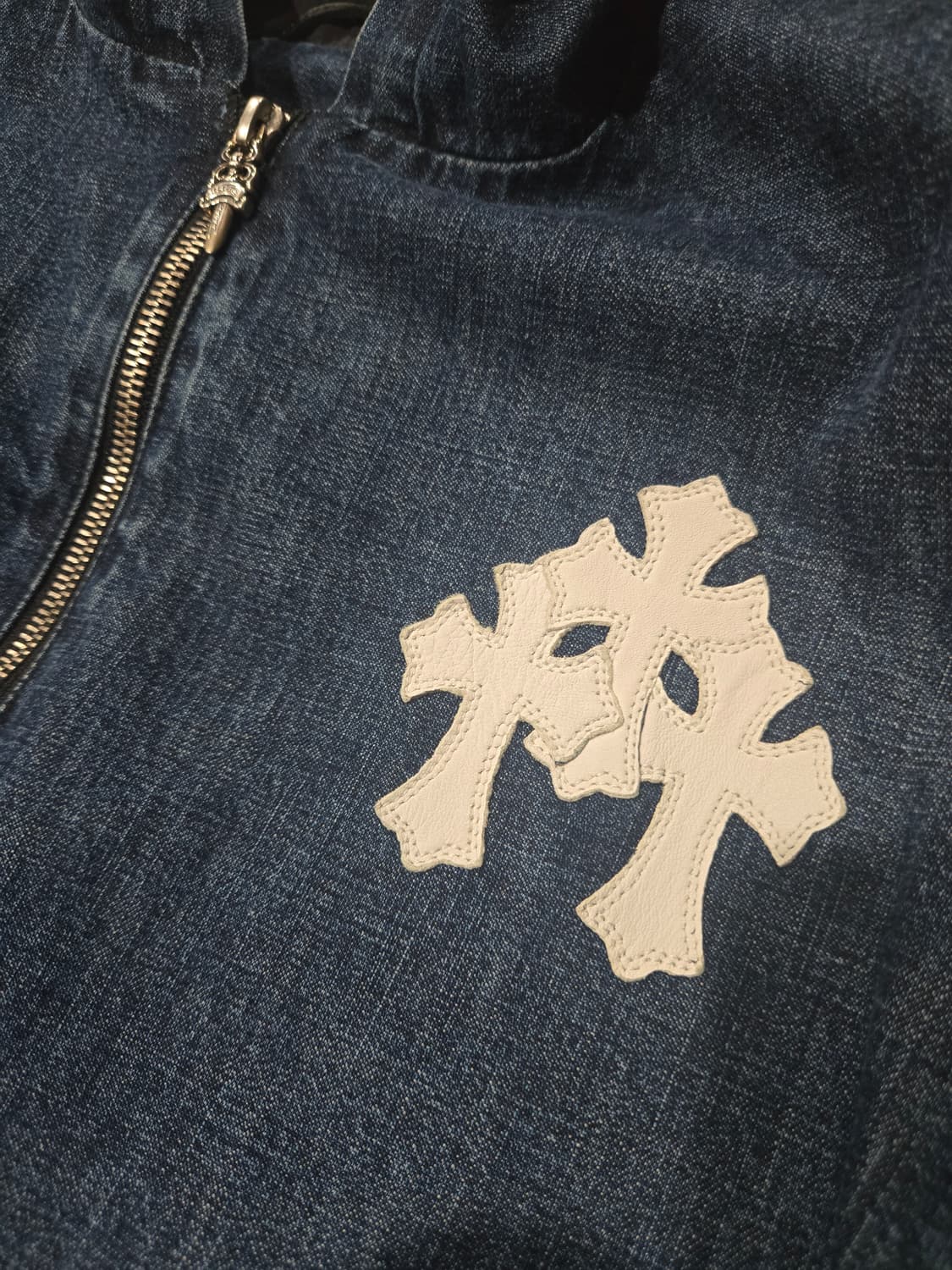 크롬하츠 트리플 화이트 레더패치데님 아노락 후드 상품이미지6