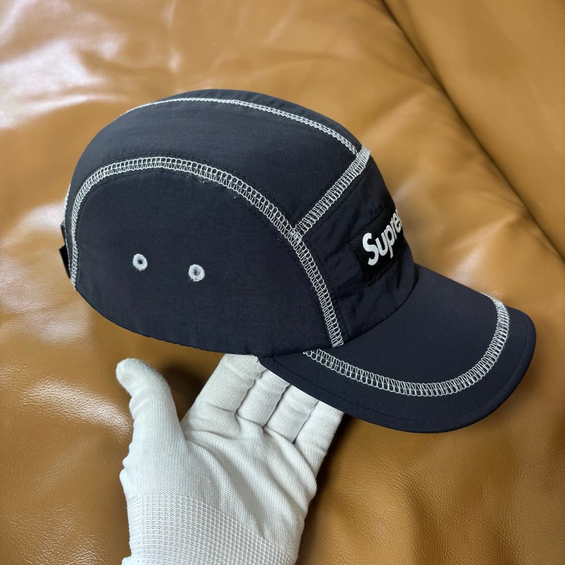 슈프림 캠프캡 모자 박스로고 리플렉티브 스티치 블랙 23SS 상품이미지4