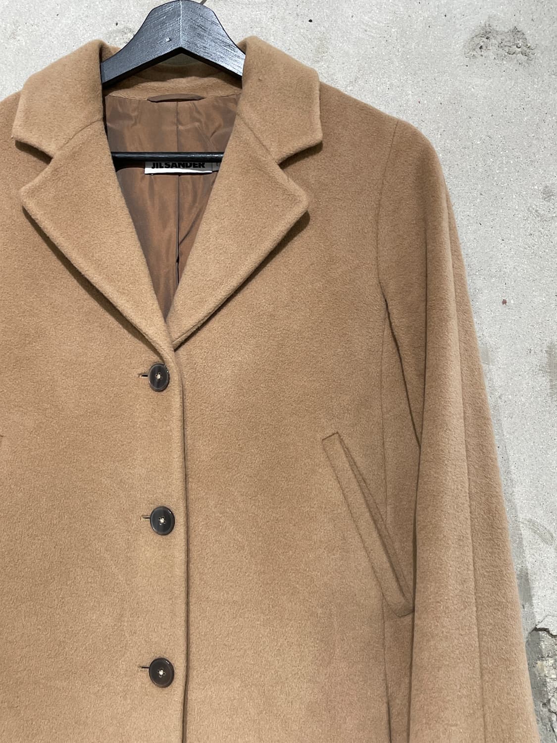 질샌더 베이지 울 앙고라 카멜 하프 코트 상품이미지3