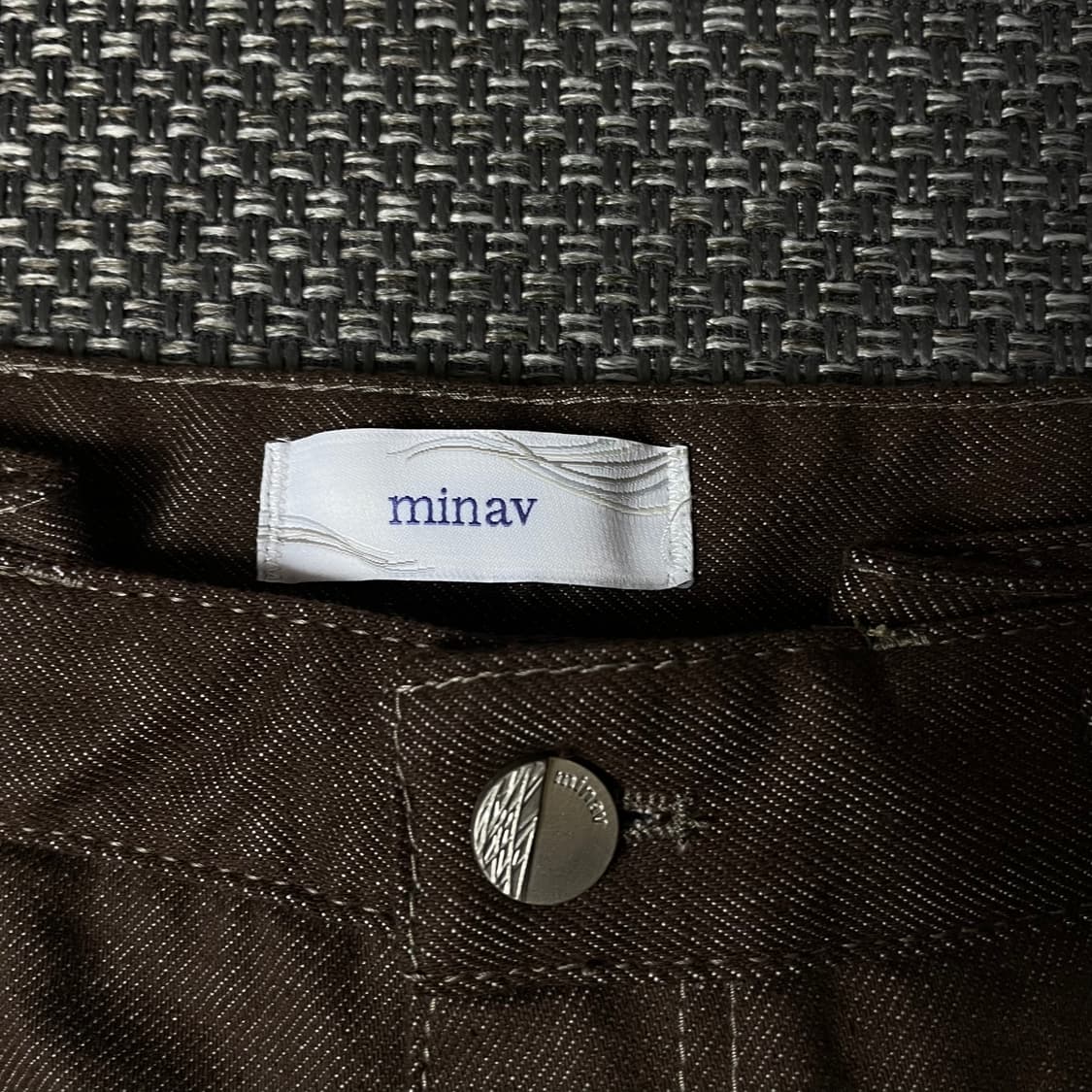 (30) 미나브 브라운 와이드 핀턱 데님 팬츠 M 상품이미지4