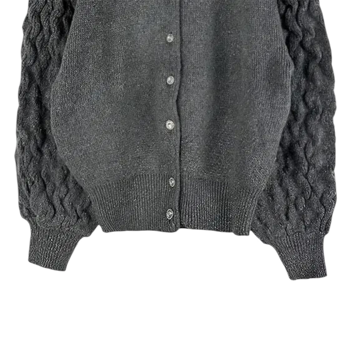 Grey Cable knit texture-mixed Cardigan 상품이미지3