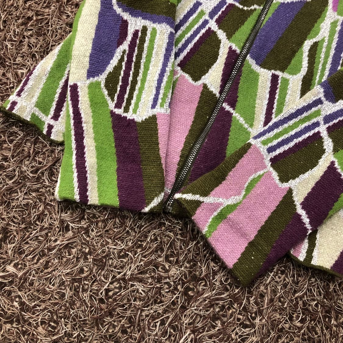 미쏘니 하이넥 멀티컬러 니트 집업 자켓 상품이미지3