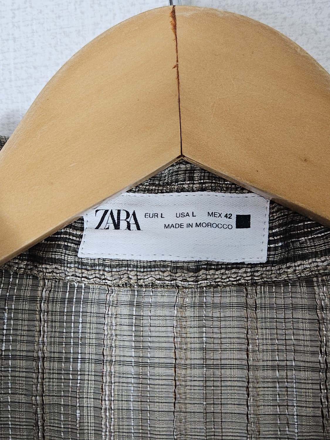 자라 ZARA 텍스처 린넨 반팔셔츠 시스루 서머시즌 L (거의 새상품) 상품이미지4