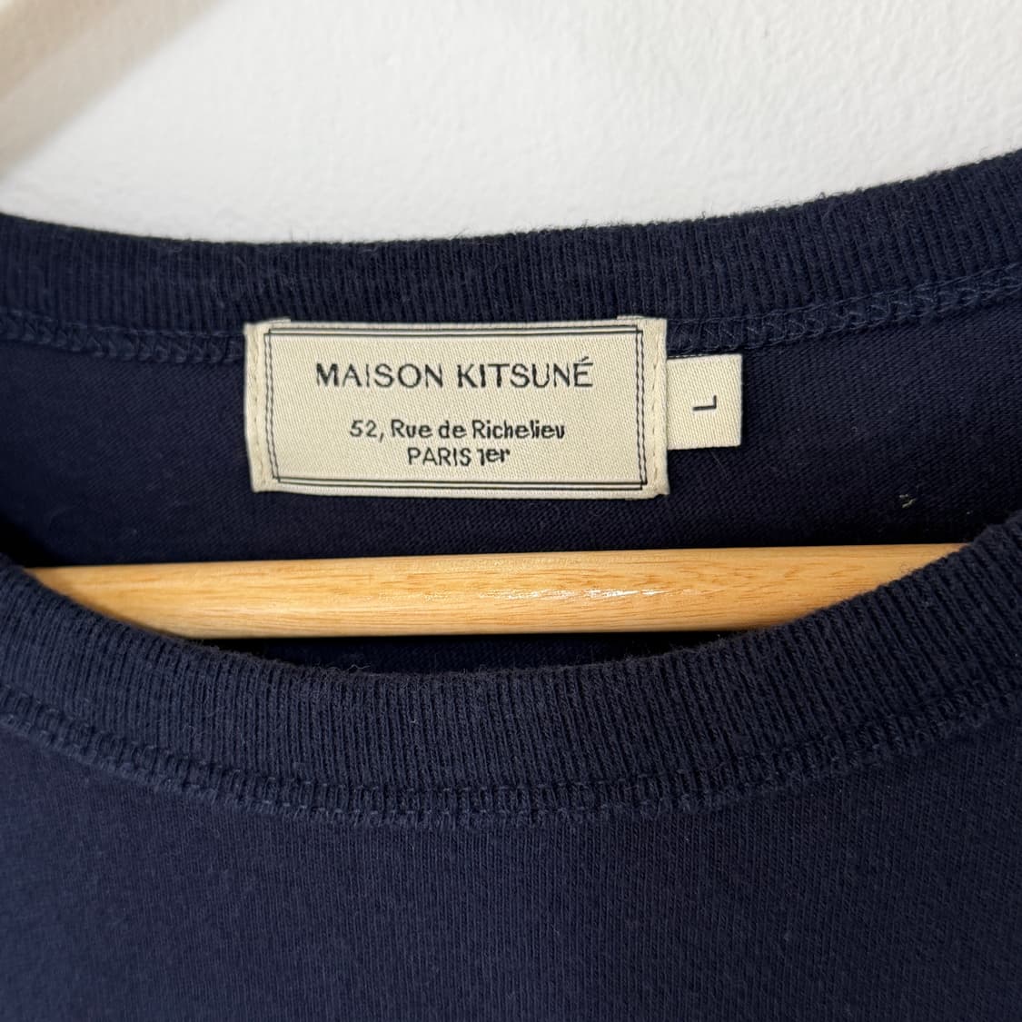 [L] 메종키츠네 핸드라이팅 반팔티 네이비 상품이미지5