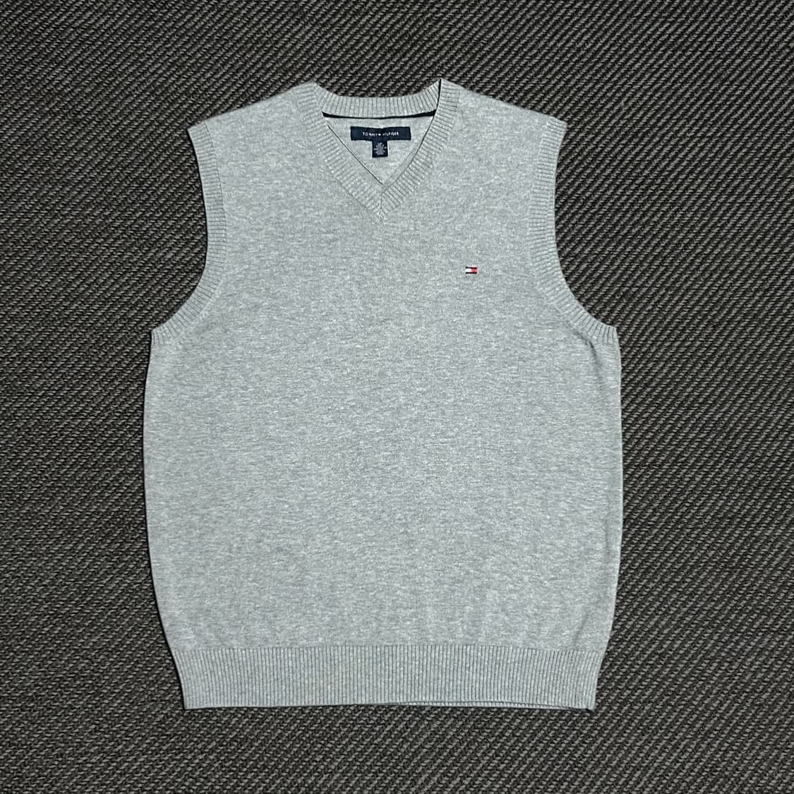 [M] Tommy 타미힐피거 그레이 브이넥 코튼 니트 조끼 상품이미지1