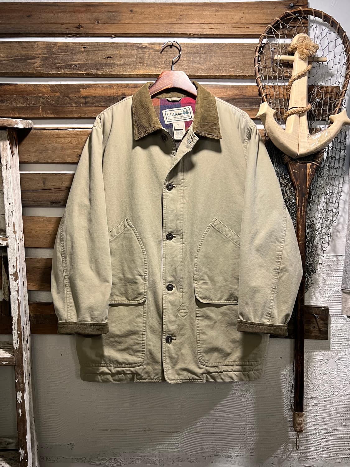 [XL]엘엘빈 USA 체크라이닝 아이보리 헌팅 자켓 상품이미지1