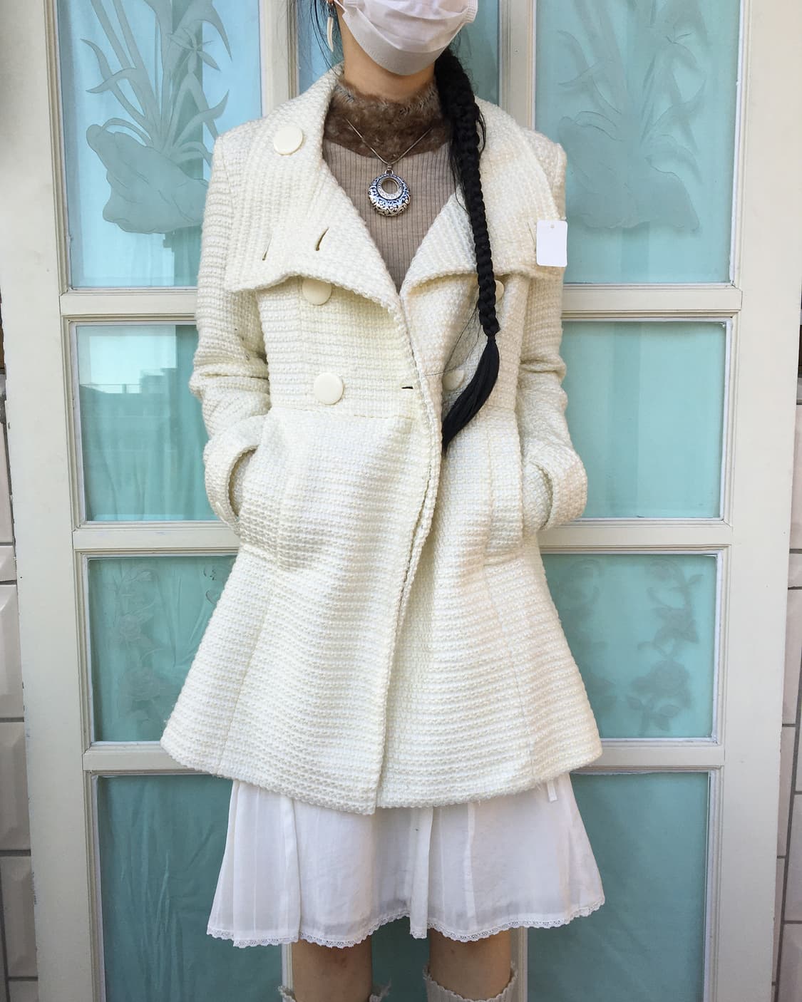 Double button high neck coat 상품이미지6