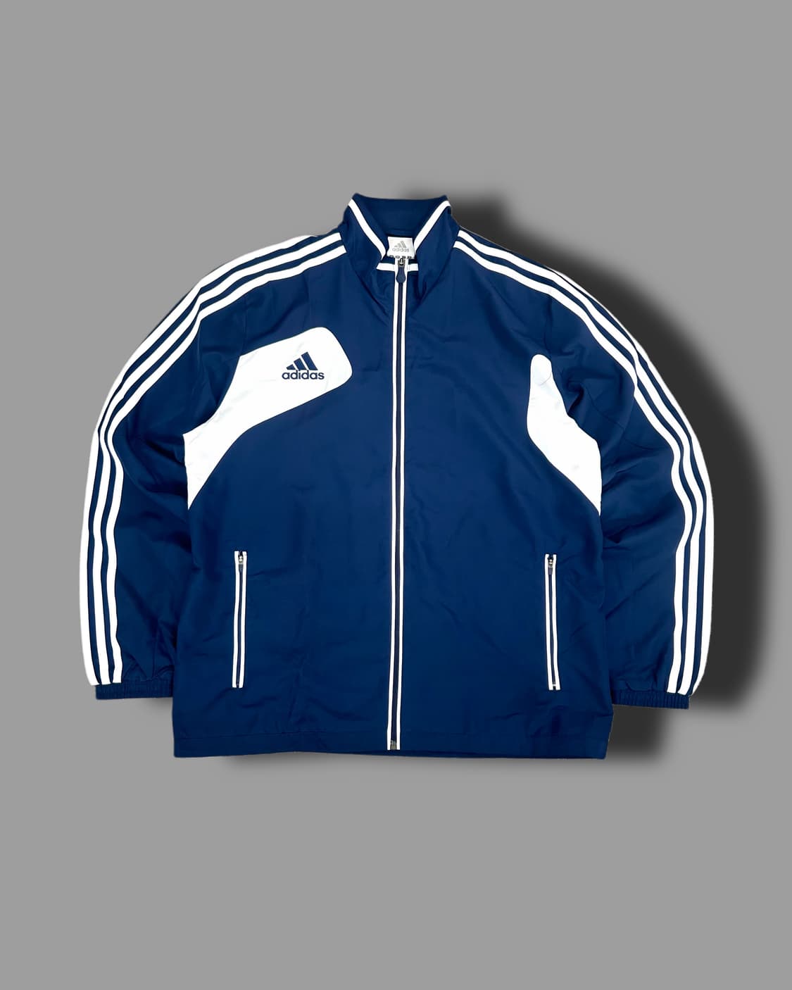 아디다스 네이비 화이트 트랙탑 바람막이 L 상품이미지4