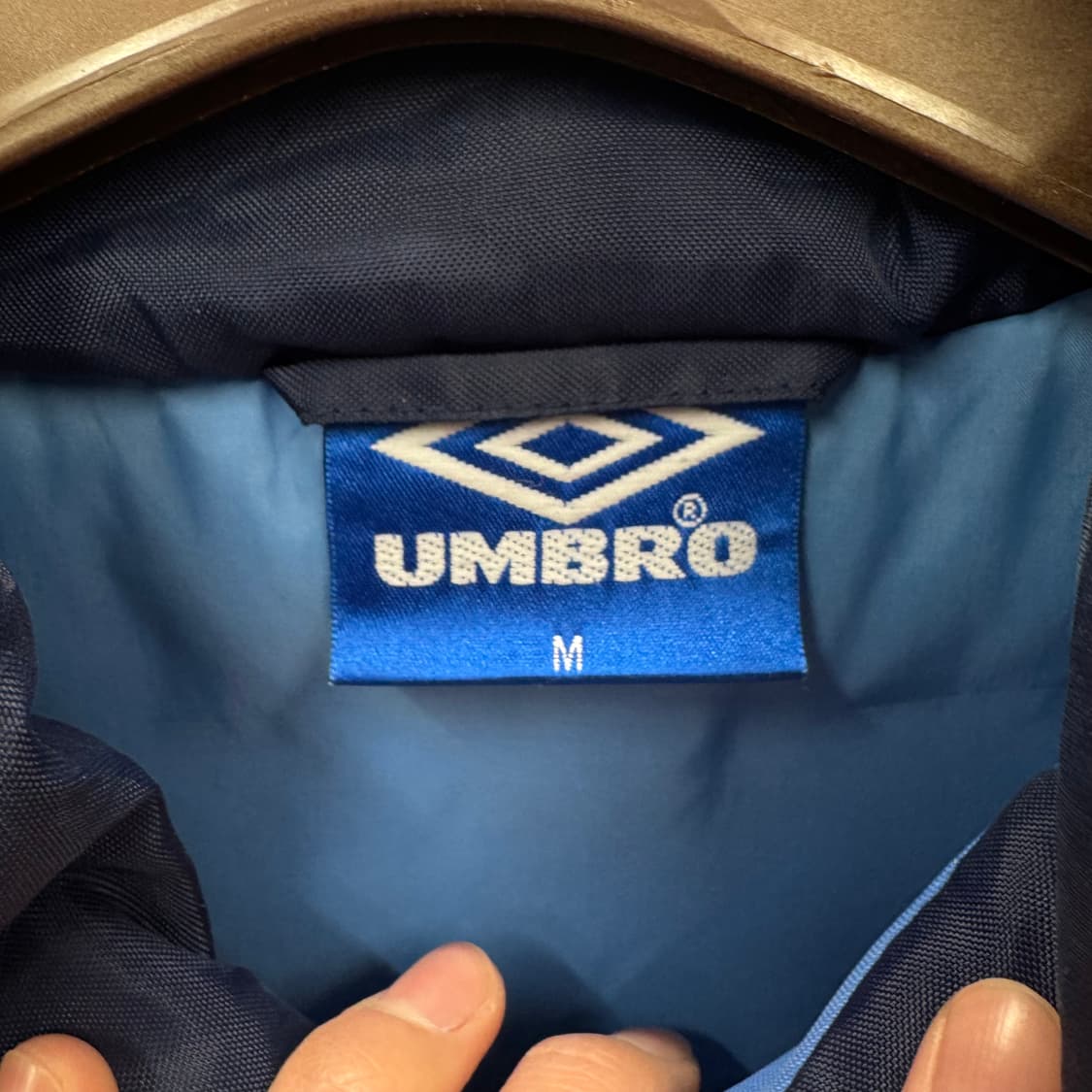 90s 엄브로 롱파카 나일론 트랙 자켓 전면 로고 포인트 블루 상품이미지6