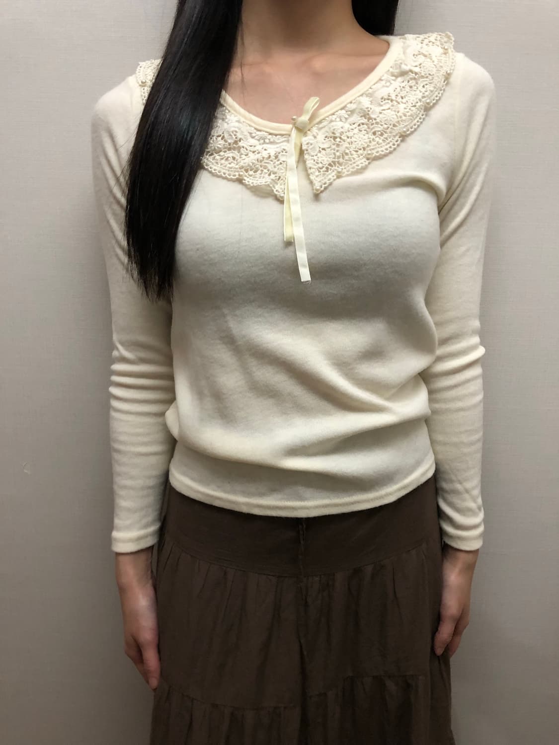 빈티지 아이보리 레이스 카라 티셔츠 상품이미지8