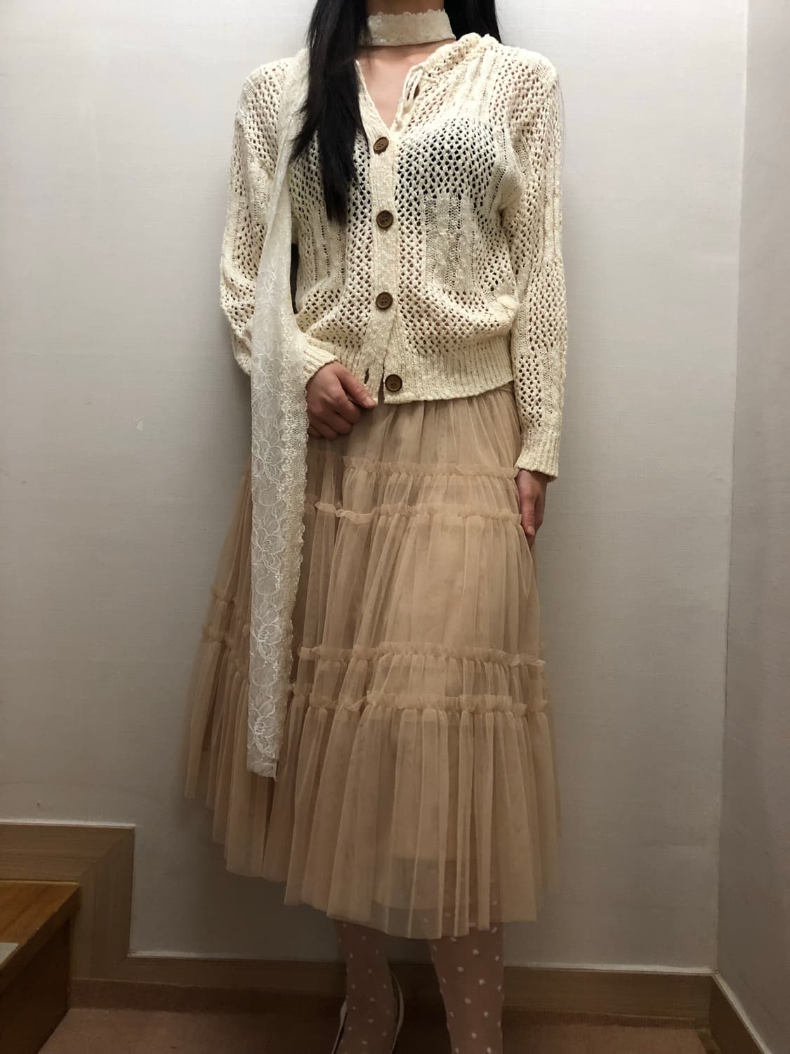 빈티지 애프리콧 프릴 스커트 상품이미지8