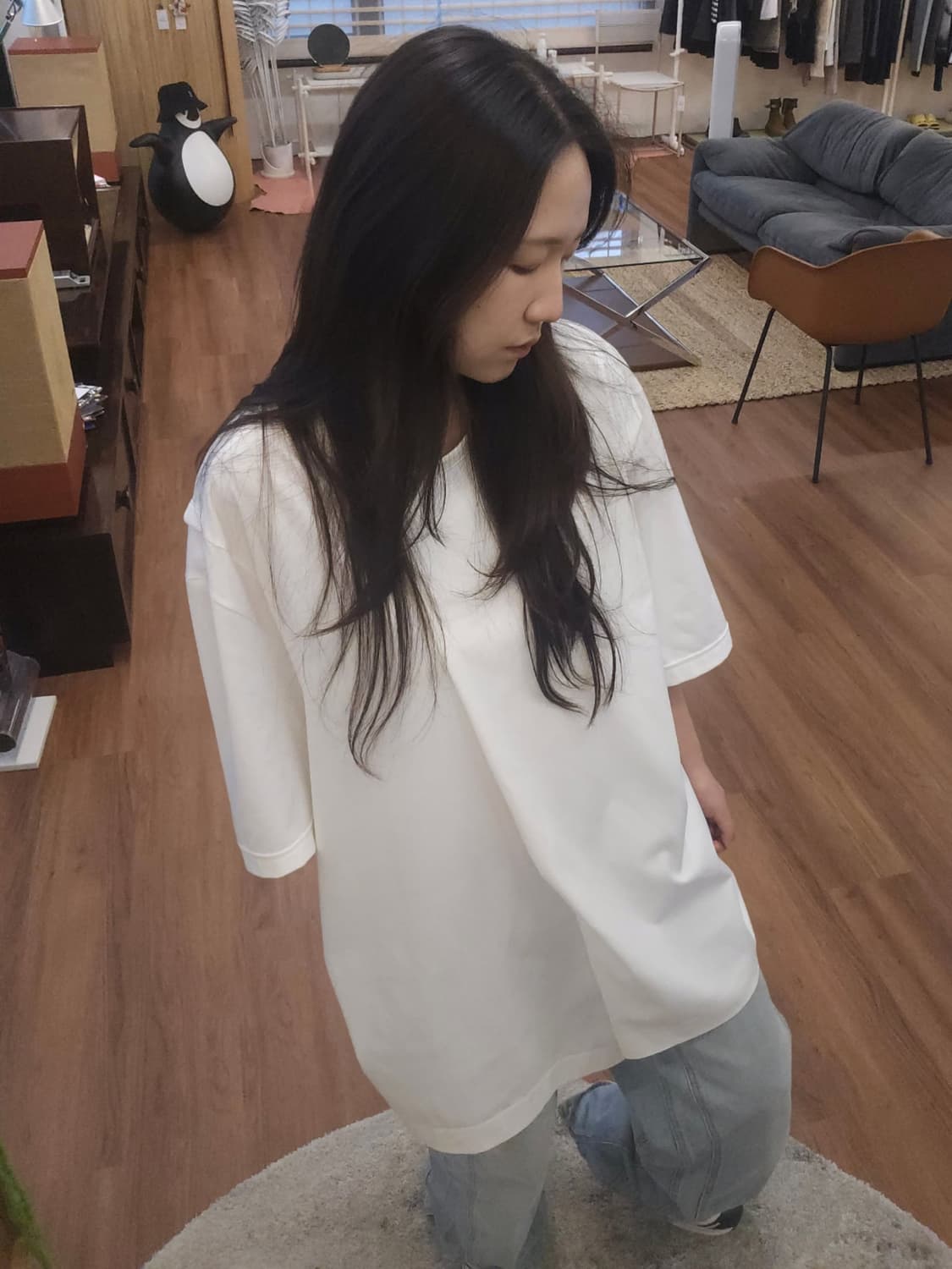 시스템옴므 절개 백프린트 티셔츠 상품이미지6