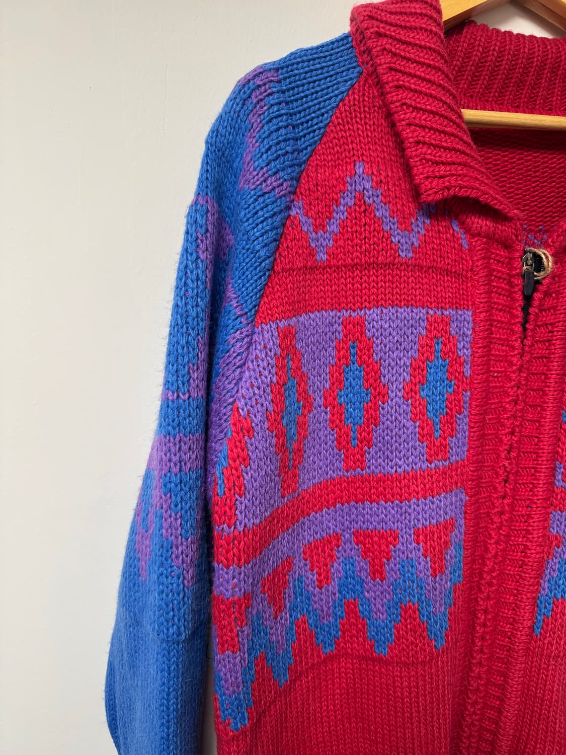 빈티지 컬러풀 노르딕 배색 패턴 오버핏 니트 집업 가디건 F 상품이미지3