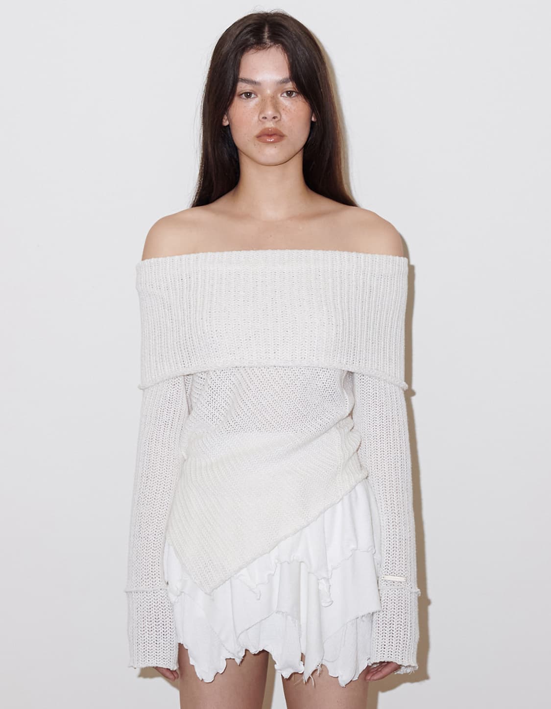 OFF-SHOULDER SWEATER, WHITE 오프숄더 상품이미지1