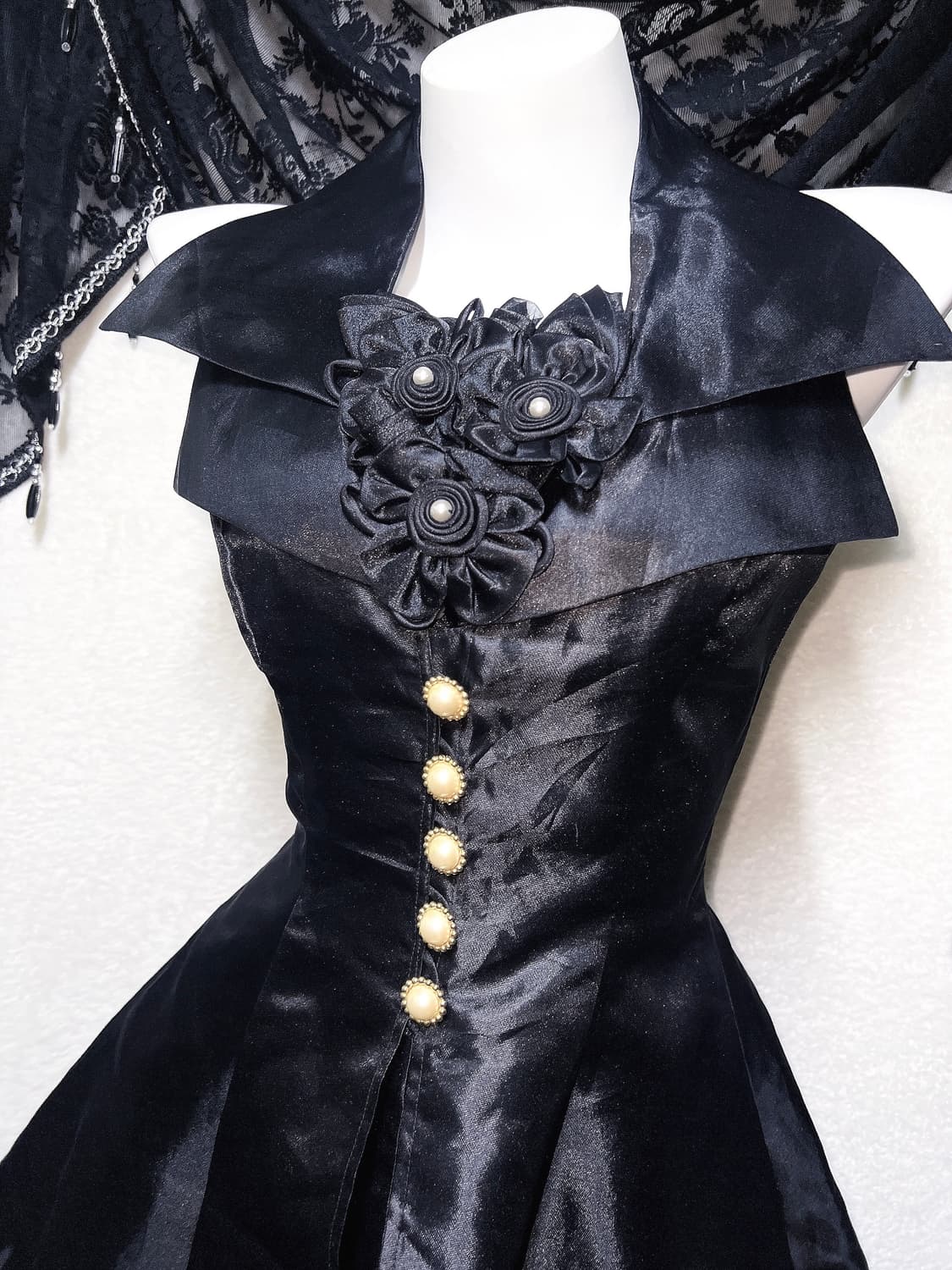 로맨틱고딕 고스펑크 미사 세라 레이스업 코르셋드레스 새틴원피스 공겜 핀터 상품이미지5