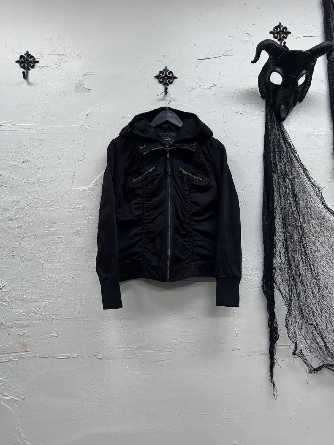 LA 00s y2k shirring hood jacket 상품이미지3