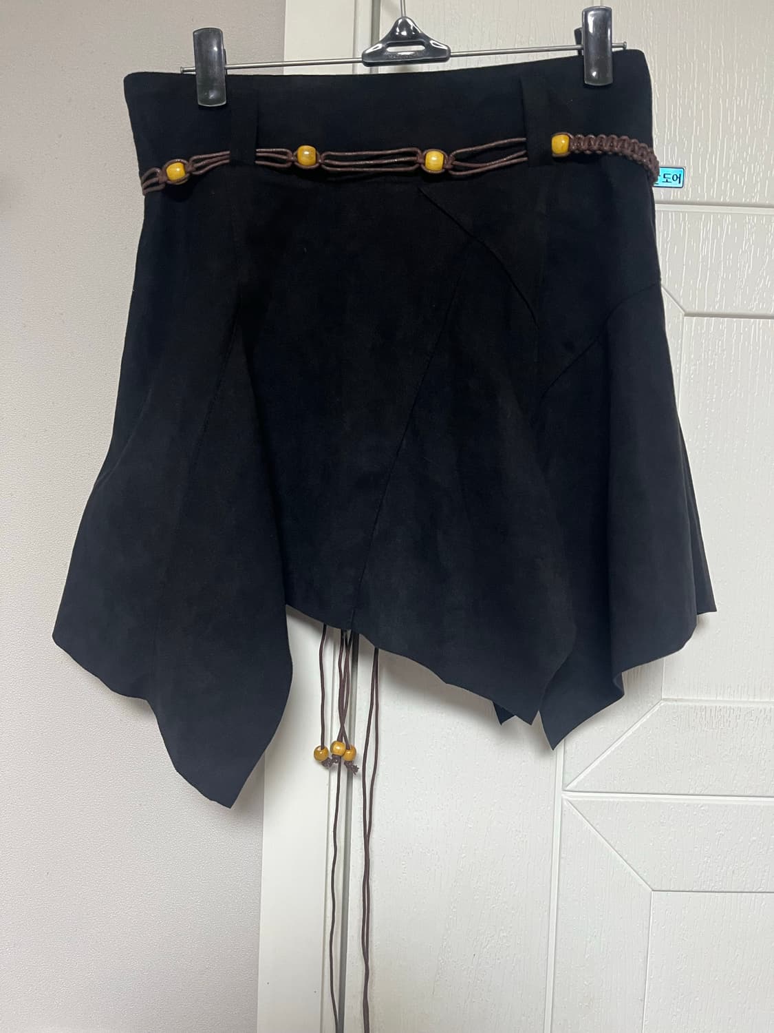 빈티지 탄야 스웨이드 조각 스커트 블랙 상품이미지2