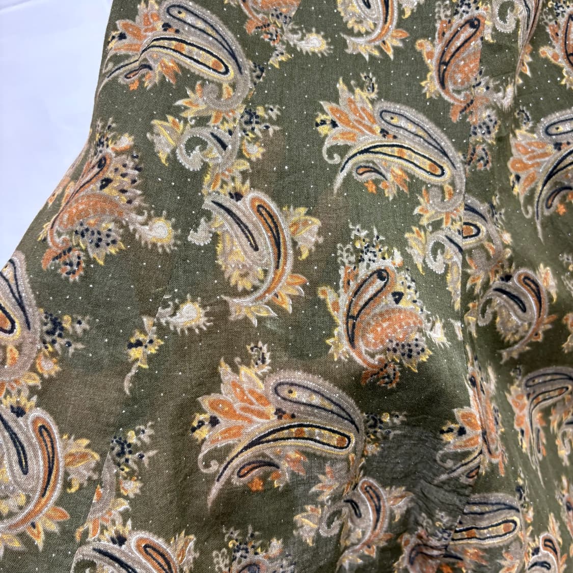 카키 에스닉 페어리 페이즐리 레이어드 미디 스커트 JPN 상품이미지7