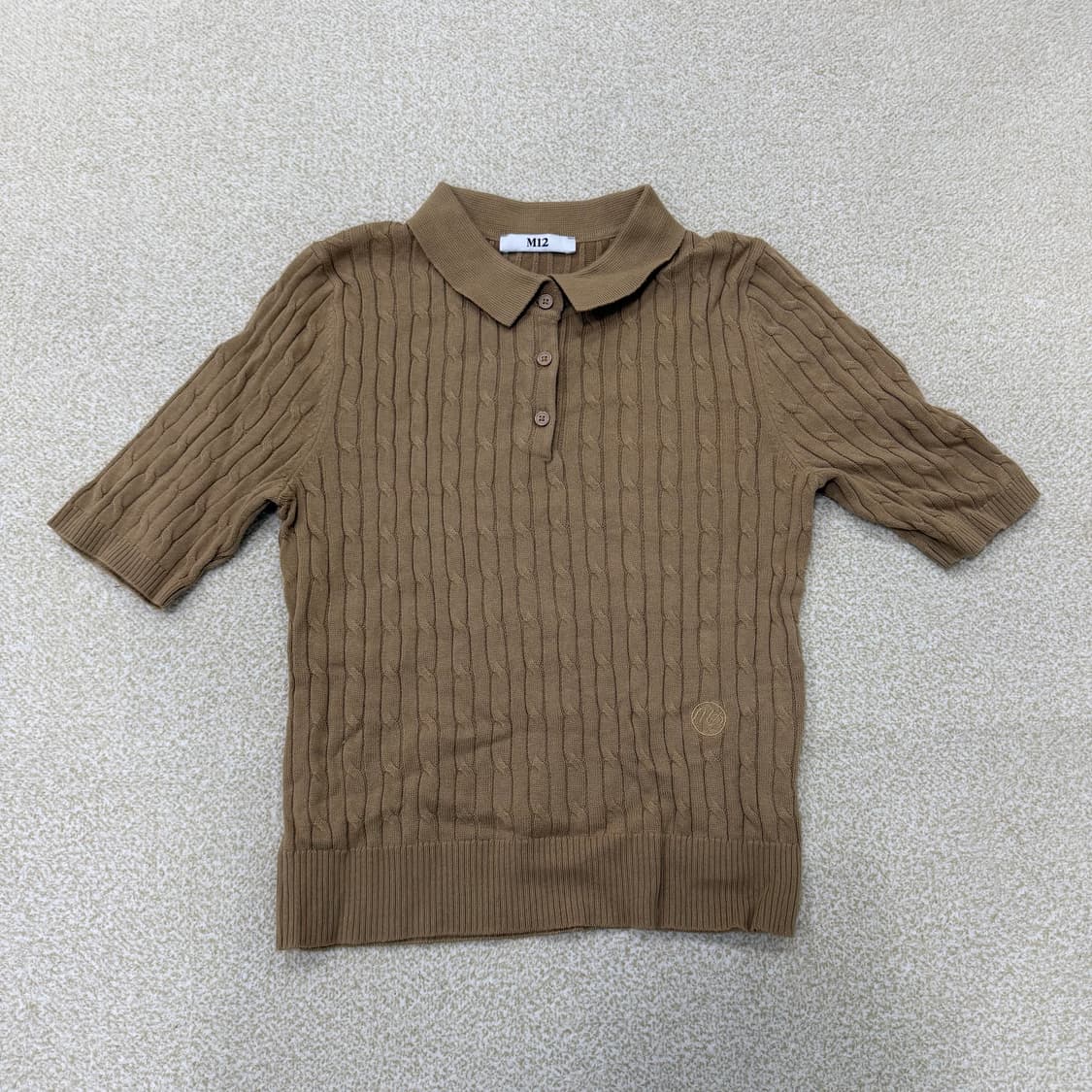 90 M12 여성 카라 꽈배기 반팔 니트0128T1 상품이미지1