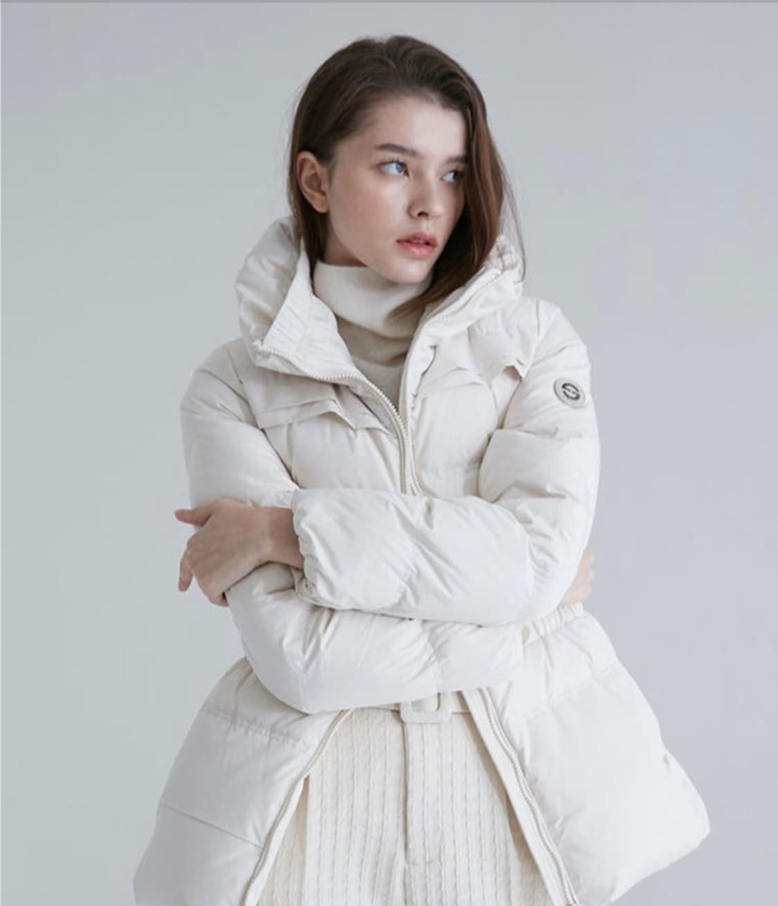 에고이스트 하이넥 벨티드구스다운 숏패딩 상품이미지1