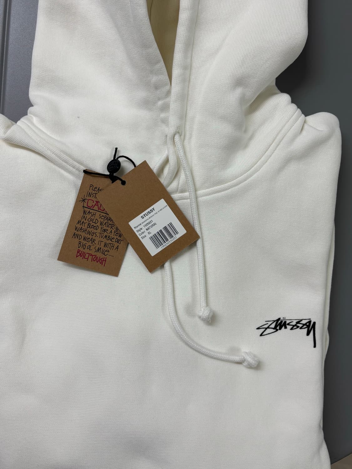 (XL) 스투시 스무스 스탁 피그먼트 다이드 후드티 내츄럴 상품이미지3