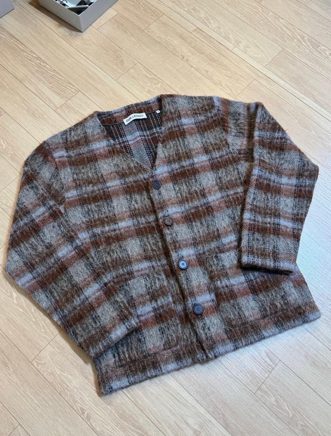 [46] 아워레가시 모헤어 가디건 어멘트 체크 상품이미지1