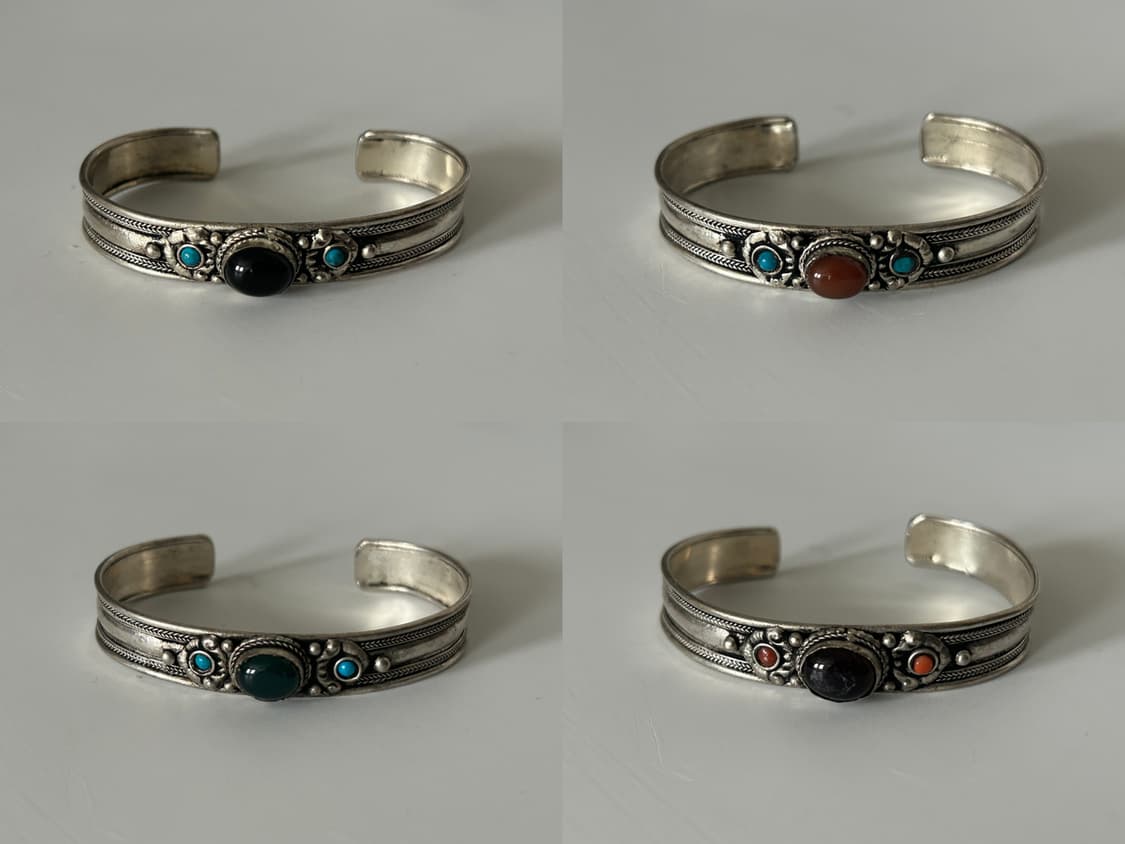 인도 빈티지 원석 메탈 뱅글 상품이미지1