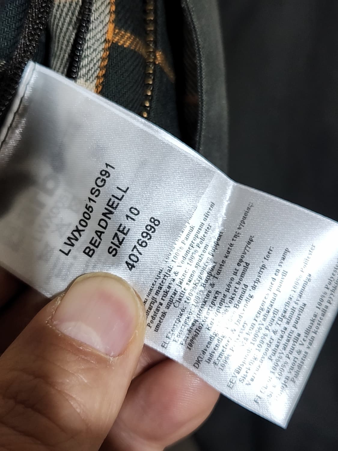 (M) 바버 비드넬 왁싱자켓 세이지 왁스점퍼 코듀로이 카라넥  상품이미지6