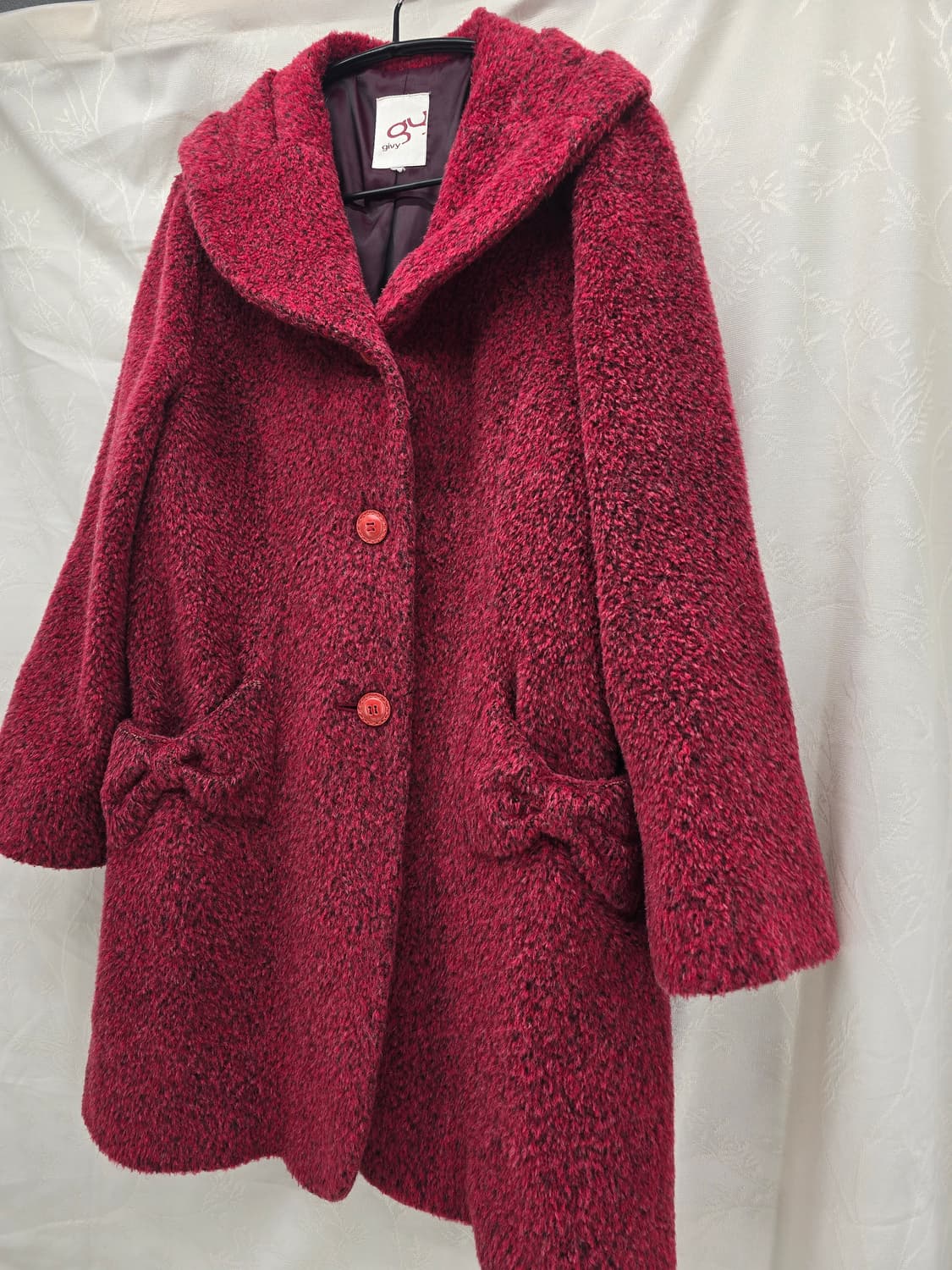 GIVY  빨간색 모직코트 리본포인트 상품이미지1