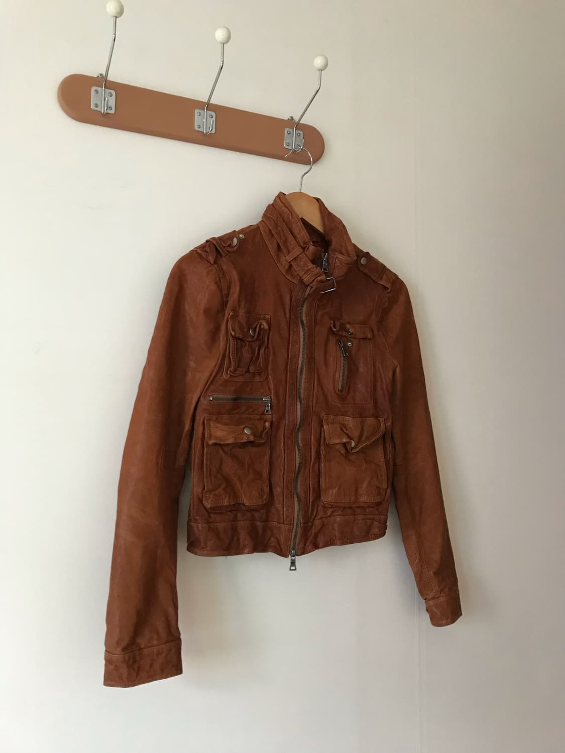 리얼 레더 카멜 카고 레더자켓 상품이미지6