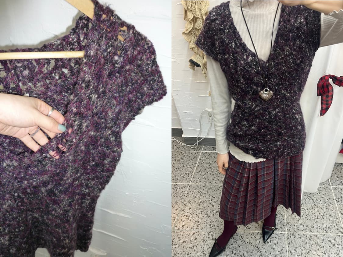 Deep violet knit vest 상품이미지1