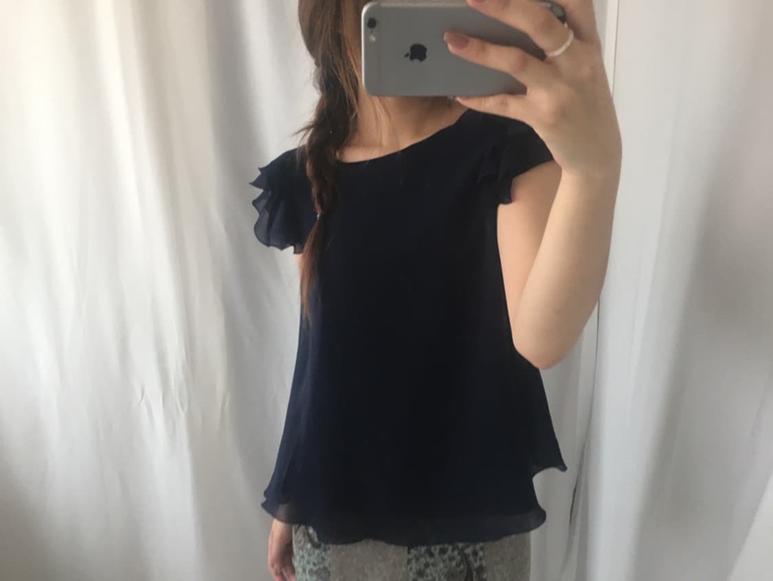 700. indigo flutter blouse 상품이미지3