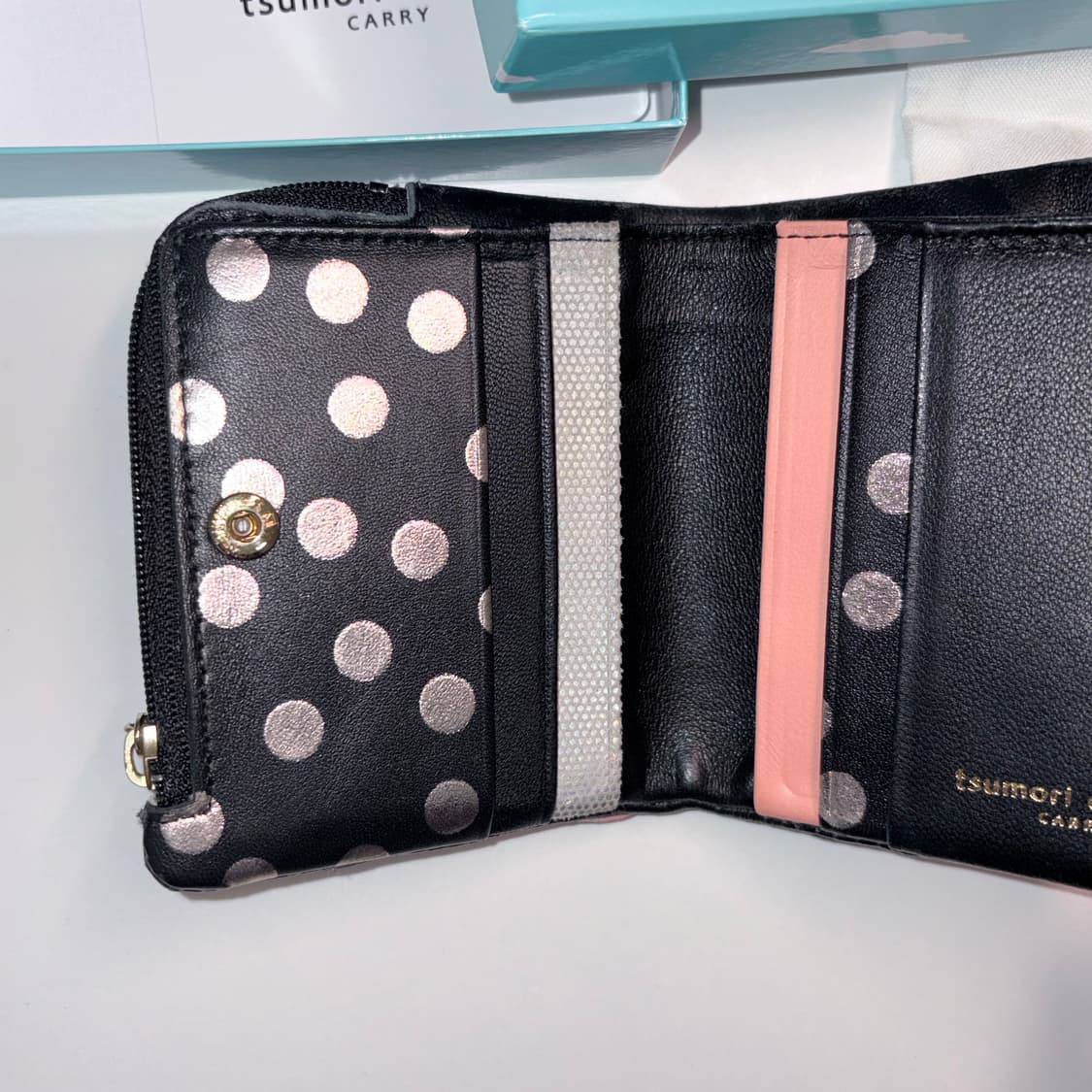 풀박스) 츠모리치사토 반지갑 블랙 패치 도트 상품이미지3