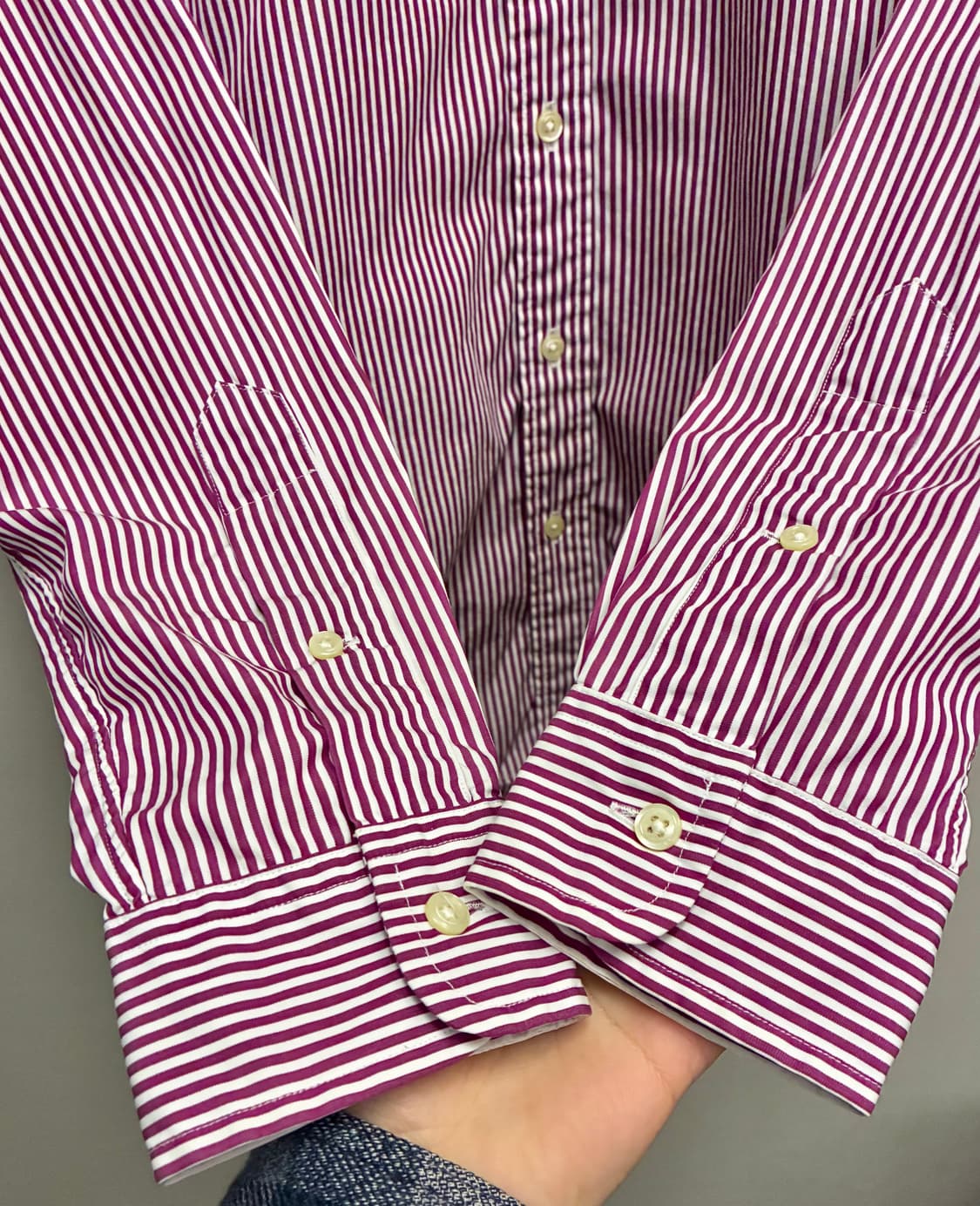 (S/97)폴로랄프로렌 스트라이프 코튼 버튼다운 셔츠  상품이미지5