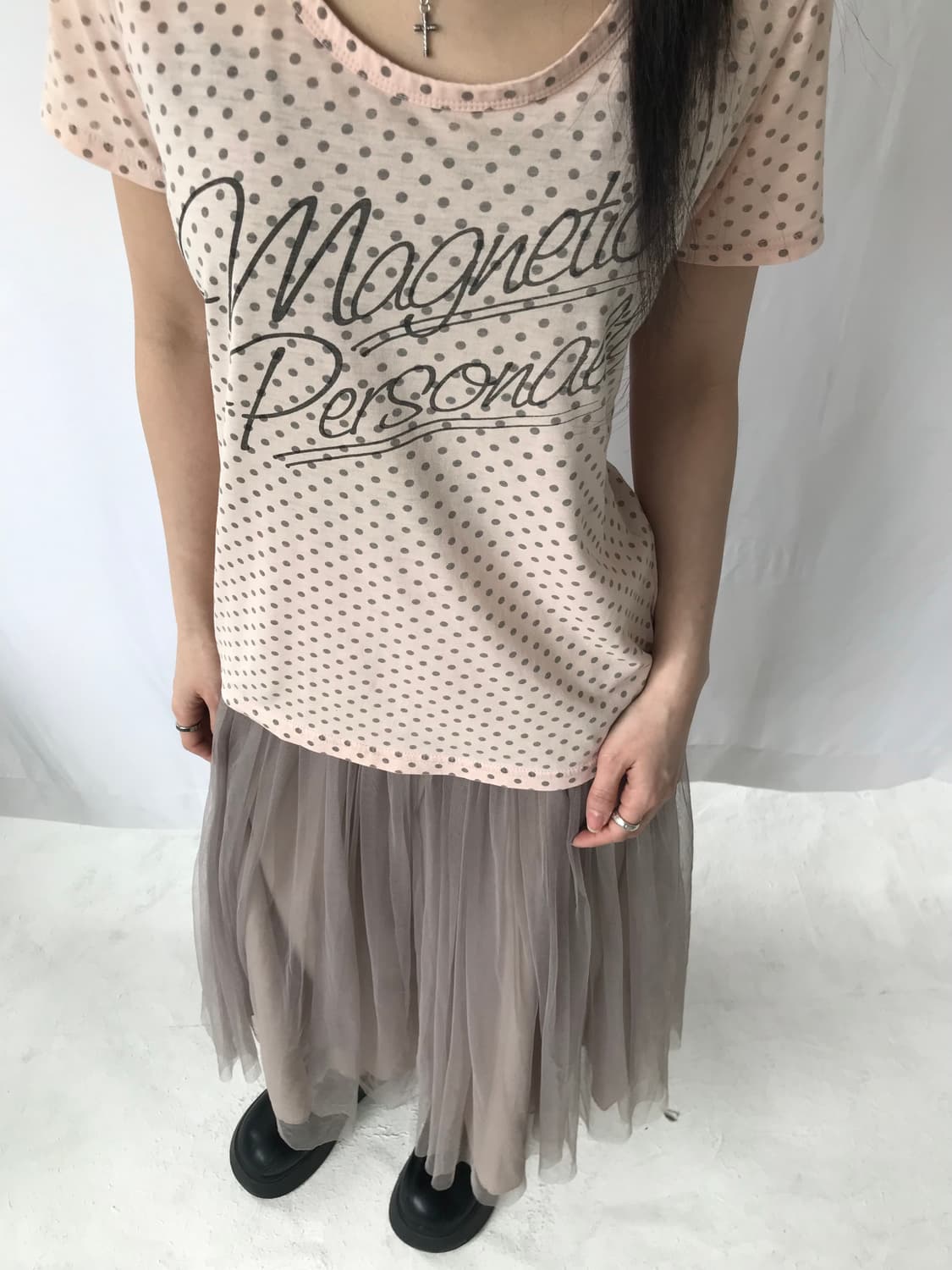 핑크 베이지 샤 스커트 상품이미지4