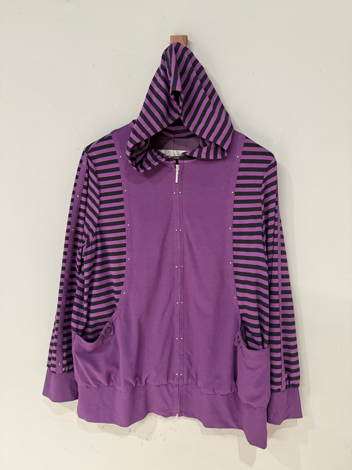 stripe pattern cubic line hood zip-up 상품이미지6
