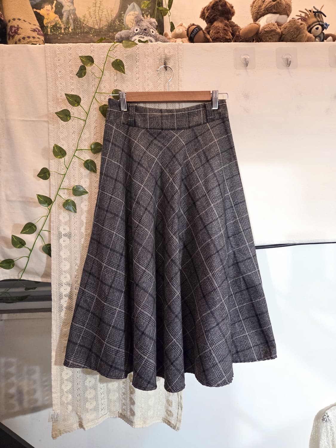 차콜 체크 롱스커트 상품이미지1