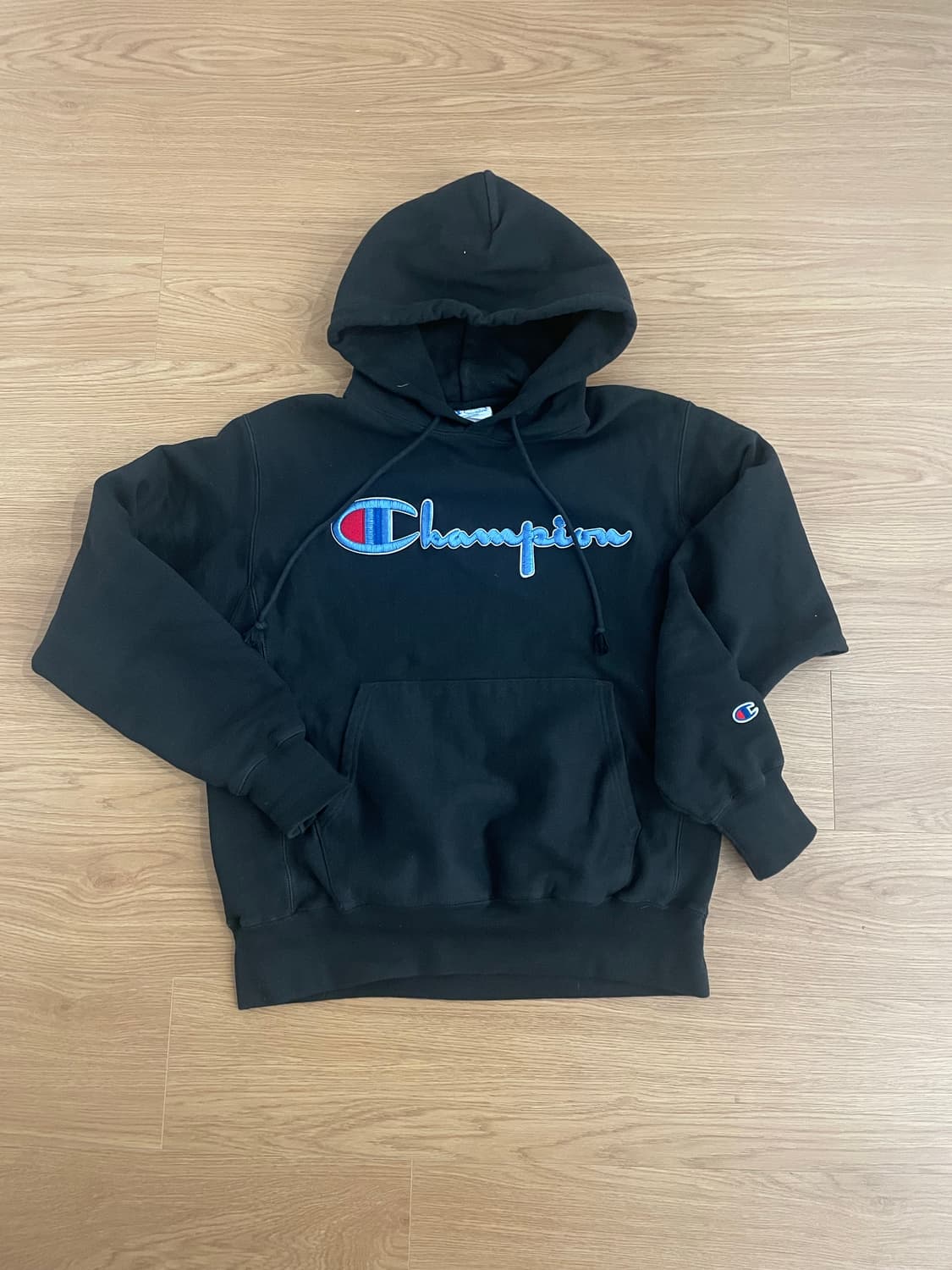 챔피온 리버스위브 후드티 블랙 미디움 상품이미지1