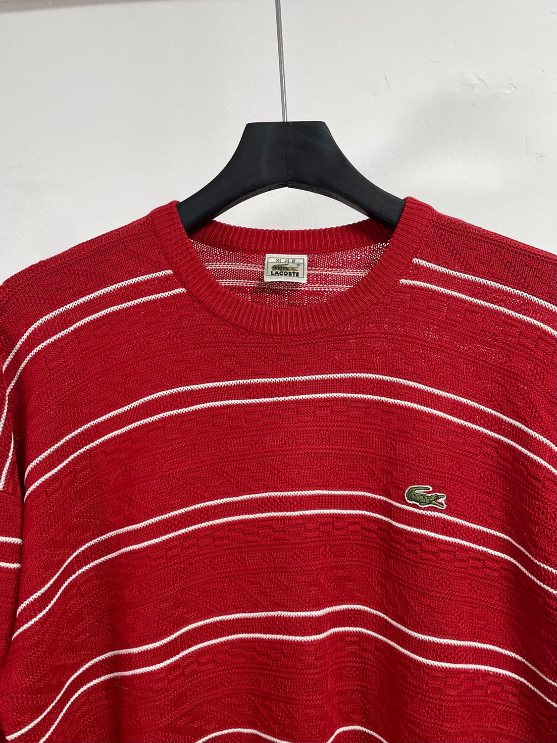 90s 라코스테 단가라 패턴 코튼 니트  (on.468) 상품이미지2