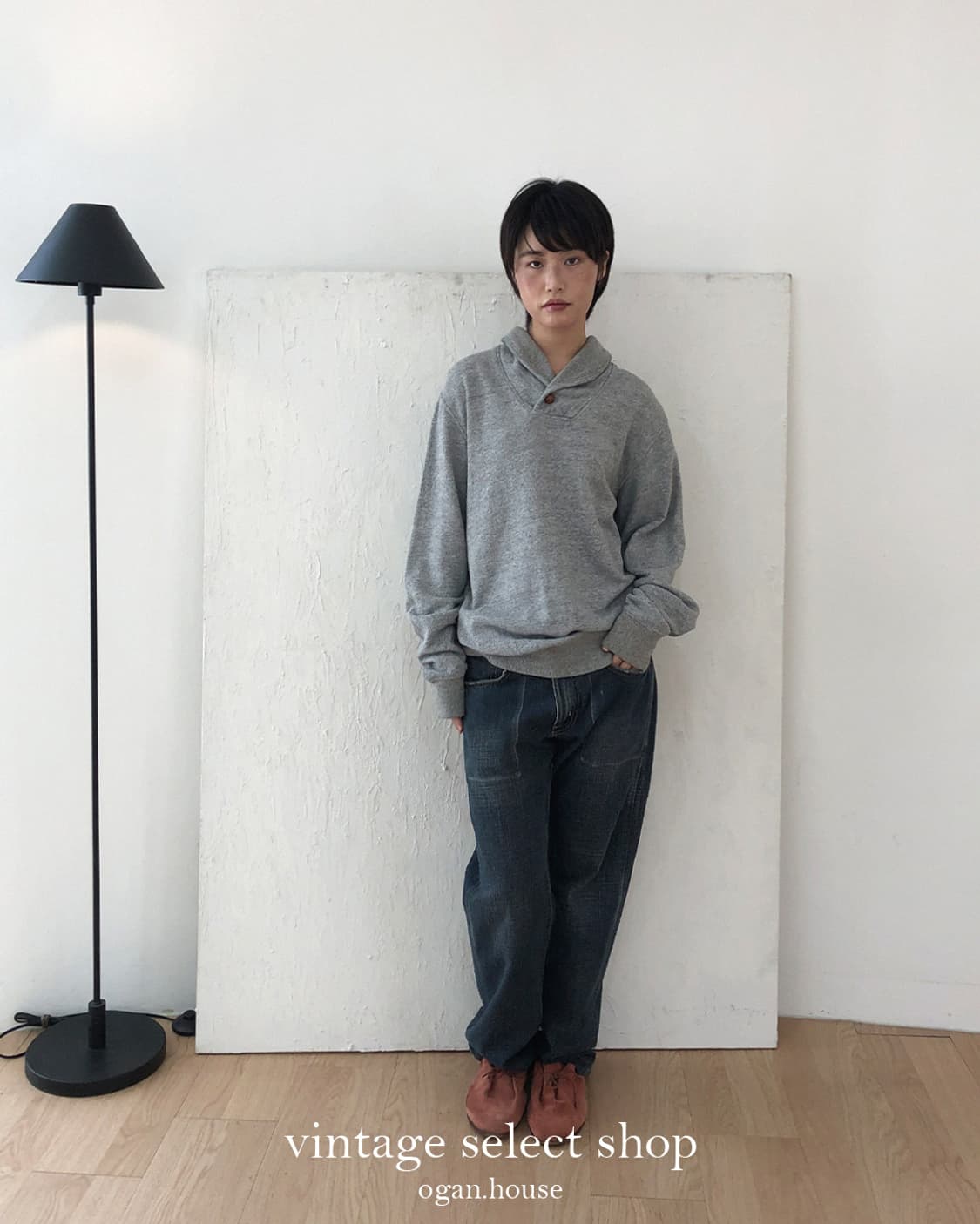 vintage shawl collar sweatshirt top 상품이미지4