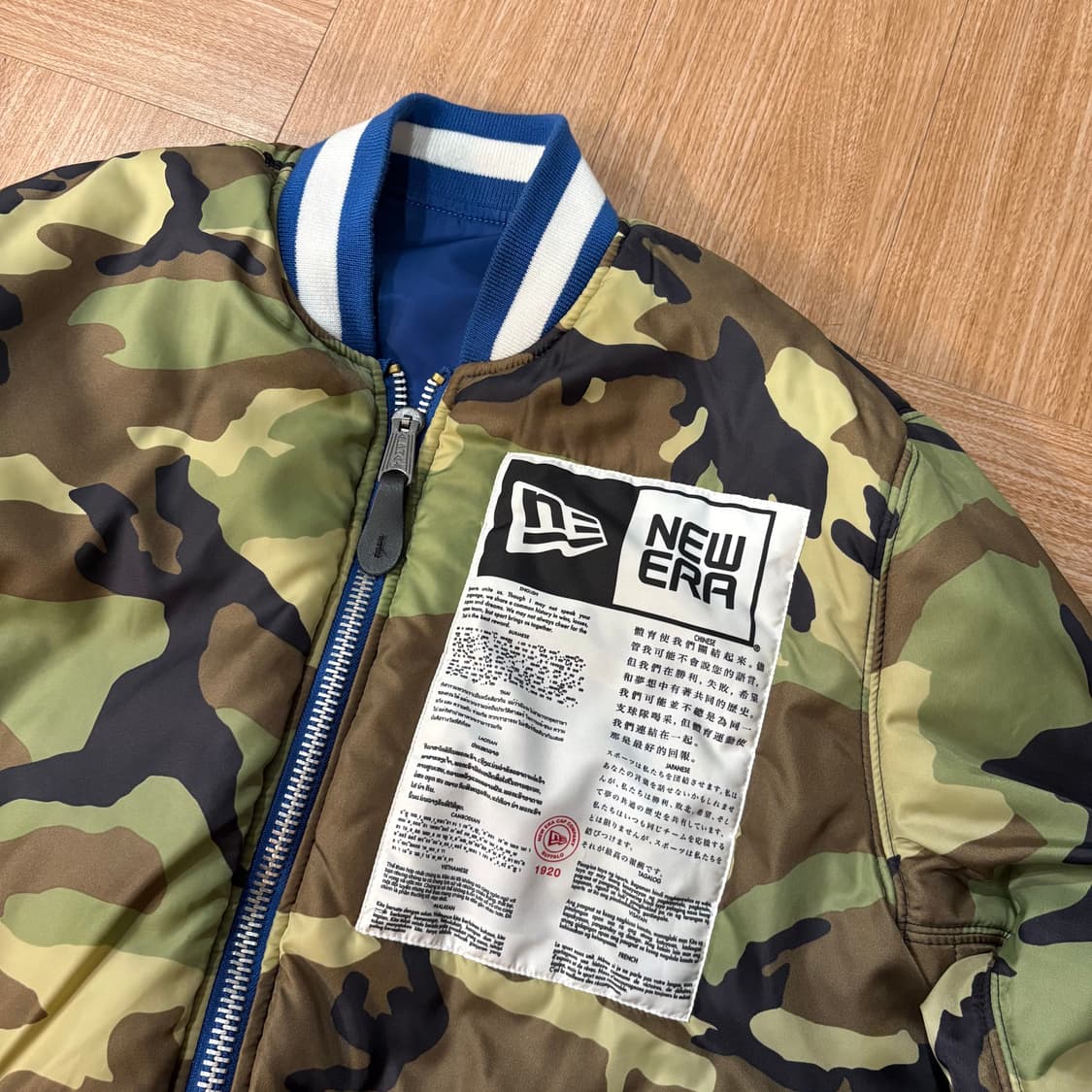 뉴에라 x 알파인더스트리 다져스 카모/블루 리버시블 봄버 자켓 상품이미지2